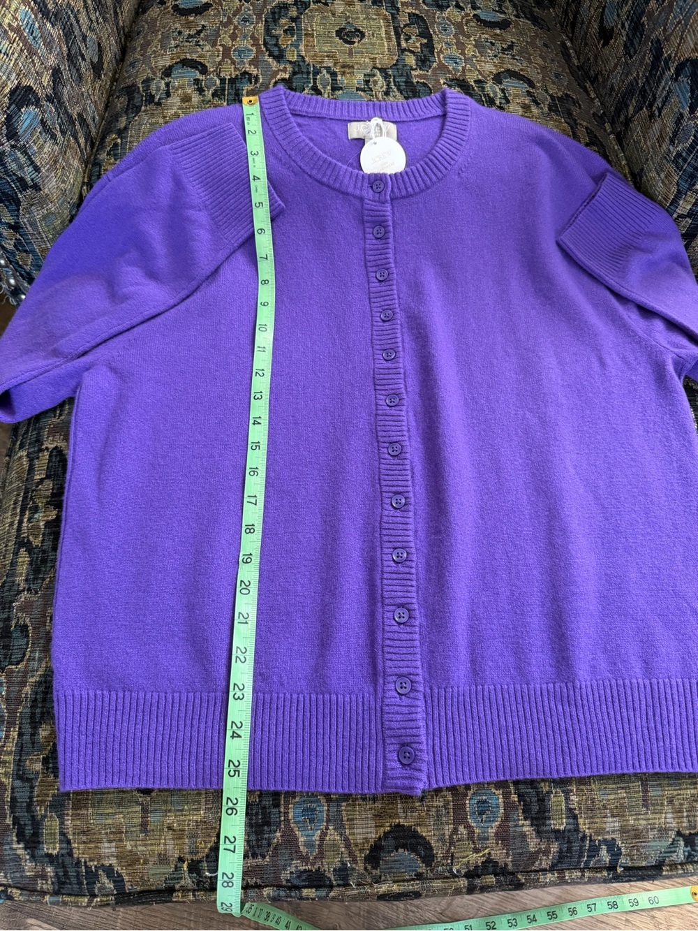 J.Crew 100% Cashmere Cardigan Sweater XL Purple NWT Classic Crewneck - Picture 4 of 10